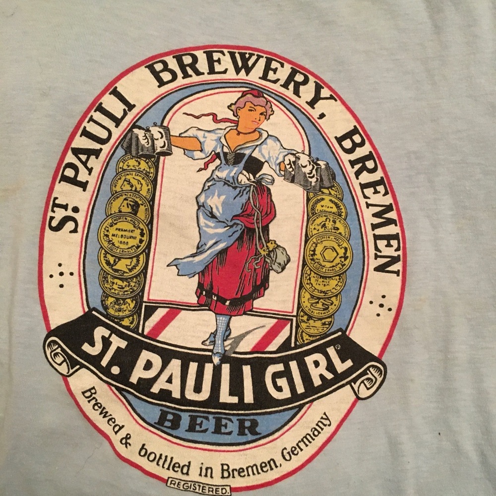 Vintage 1970s St. Pauli Girl Brewery Tee Medium Gem